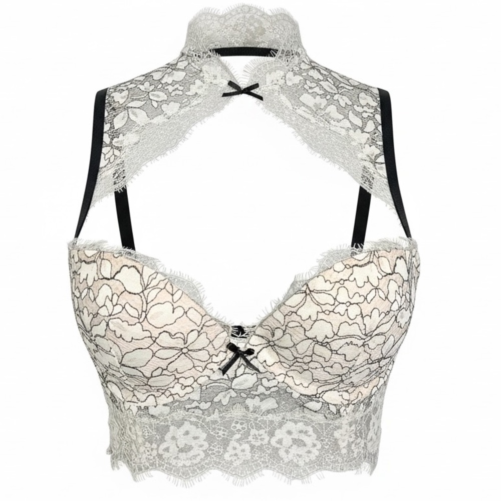 2016 Victoria's Secret Dream Angels Lace Halter Padded Demi Size 34C - Picture 2 of 13